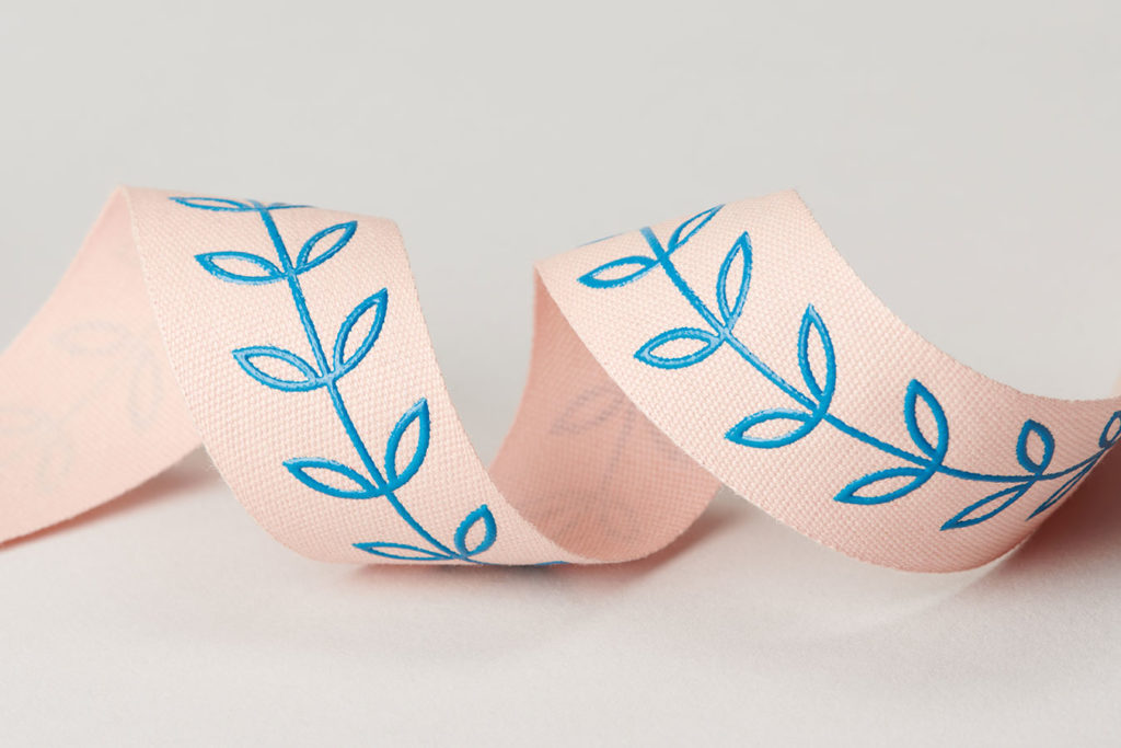 Ruban coton avec impression relief brillant